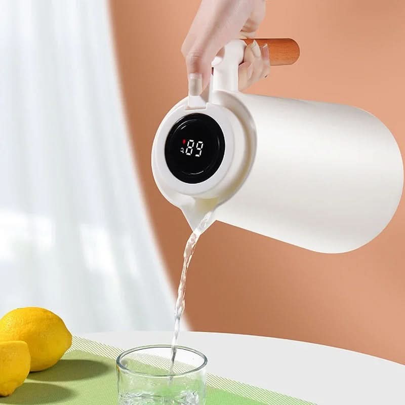Office & home thermal carafe, 1-quart, keeps coffee hot. Smart temperature display vacuum flask.