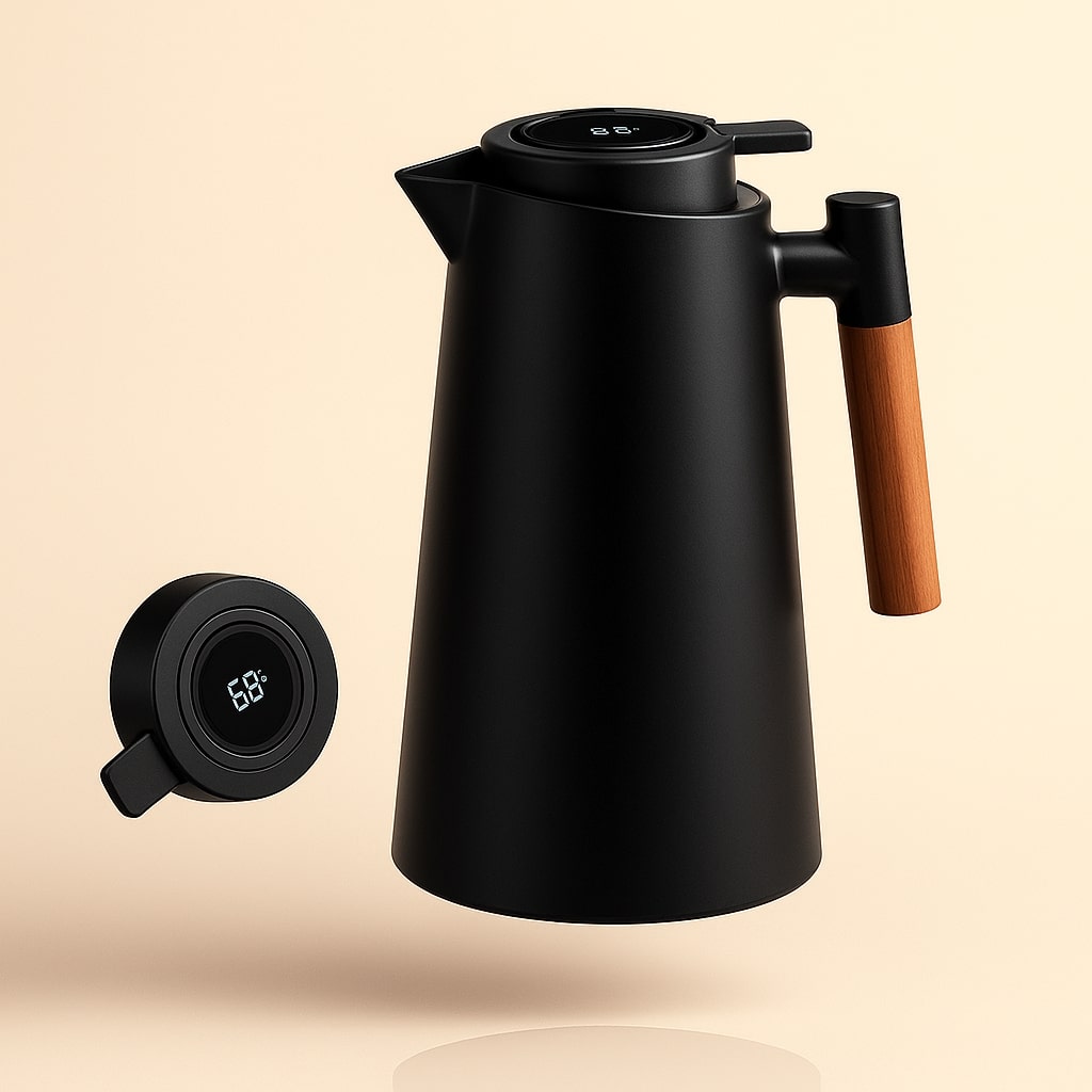 Keep drinks hot/cold with this 1-quart insulated thermal carafe & smart temperature display kitchen gadget.