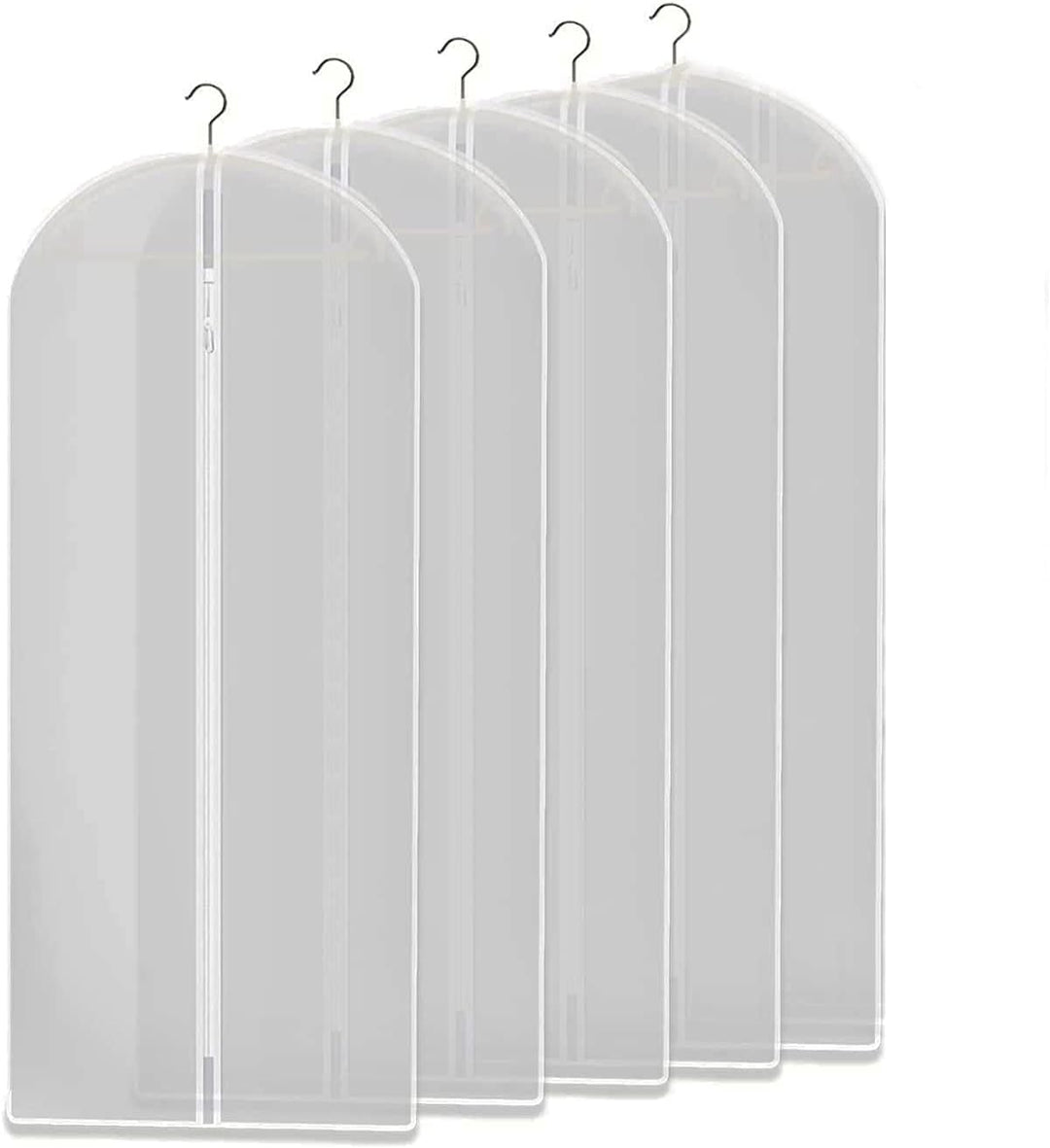 10 clear garment bags for clothes storage, dustproof apparel protection, and closet organization.