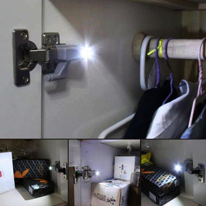 Set of 10 Smart Cabinet Hinge LED Sensor Lights displayed in their packaging, ready for installation