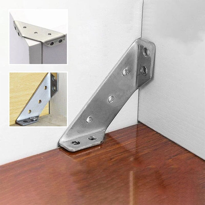 Universal stainless steel furniture corner brace, strong and sleek for home hardware needs