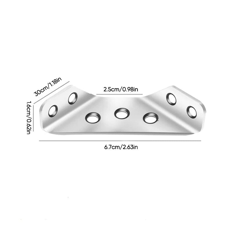 Stack of 10 stainless steel corner brackets, essential hardware for furniture stabilization