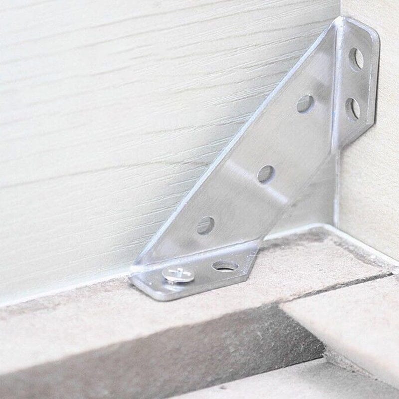 Arrangement of 10 stainless steel corner braces, perfect for various furniture repairs