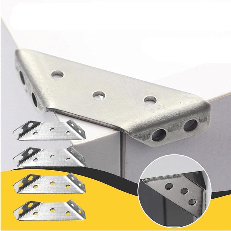 Heavy-duty stainless steel corner bracket for reinforcing furniture joints, DIY friendly