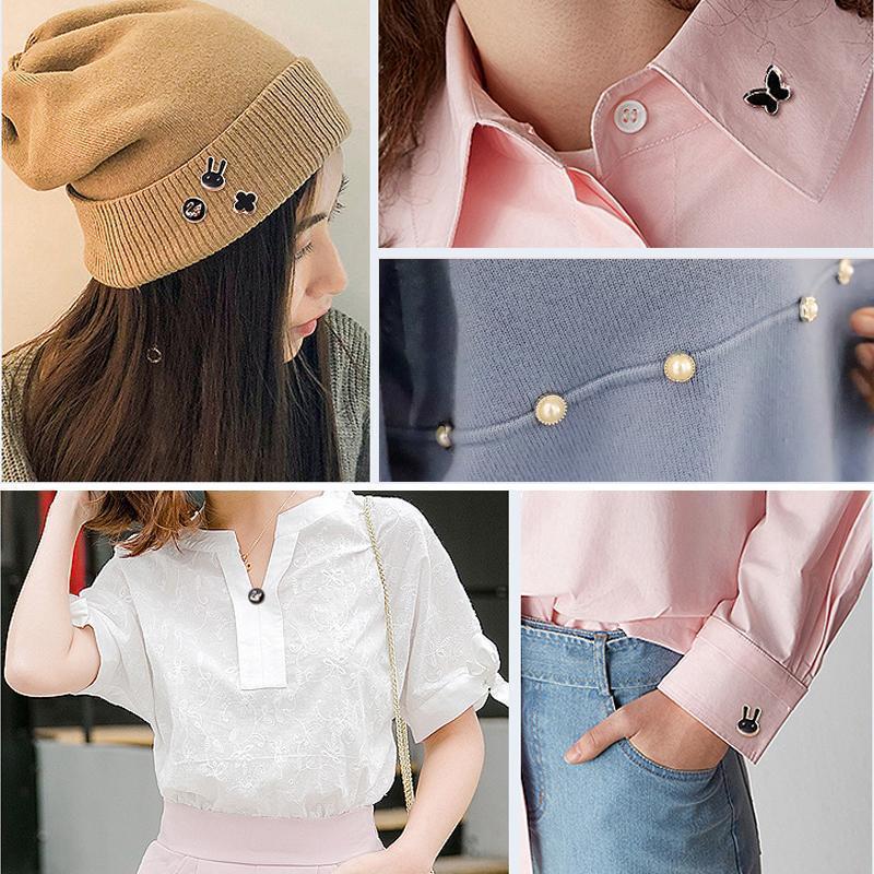 Modesty pins for women, 10-piece set of hidden button brooches, fashionable steel flower design