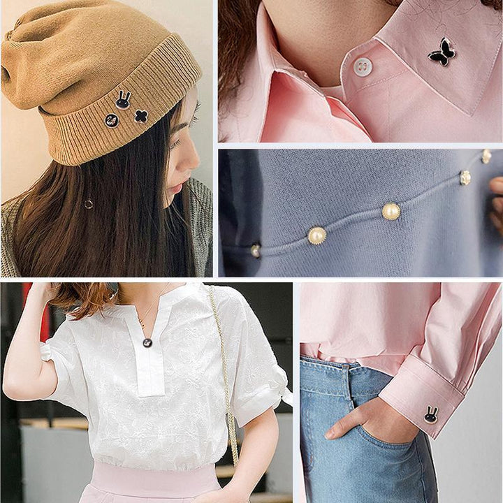 Modesty pins for women, 10-piece set of hidden button brooches, fashionable steel flower design