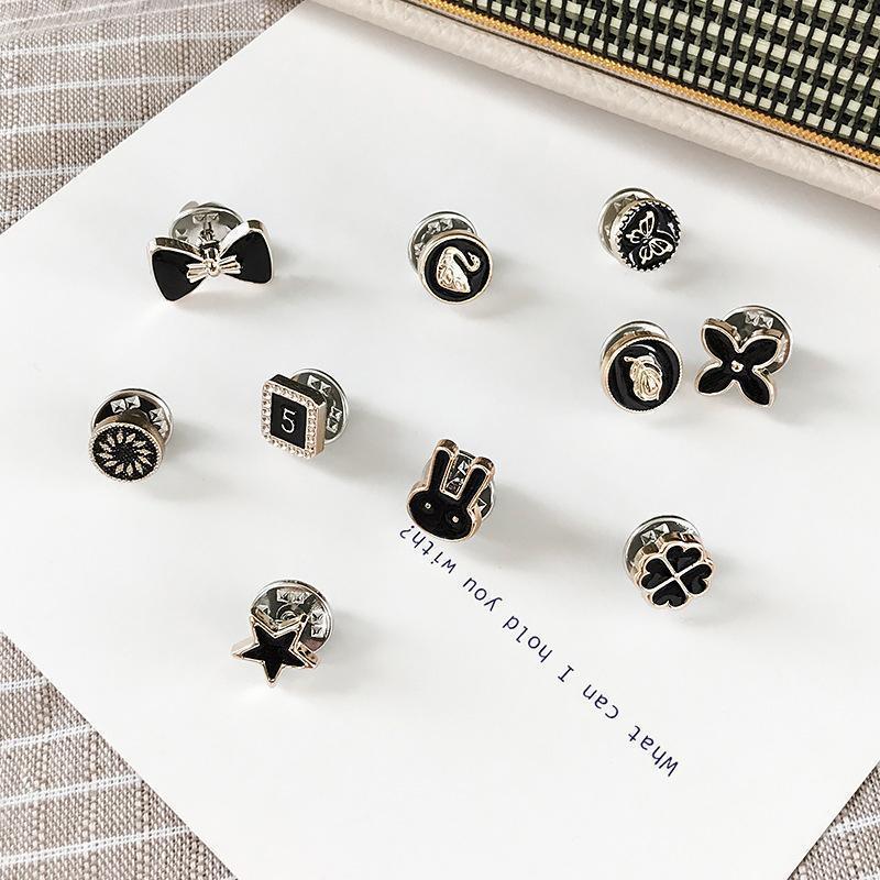 Steel brooches for women, 10 hidden button pins, decorative flower design for added modesty