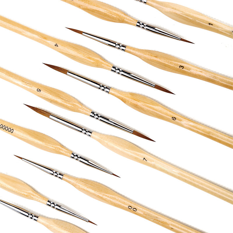 Precision paint brushes, 11-piece set, suitable for all painting media