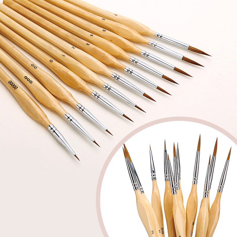 Artist brushes for detailing, 11-piece set, ideal for miniature models
