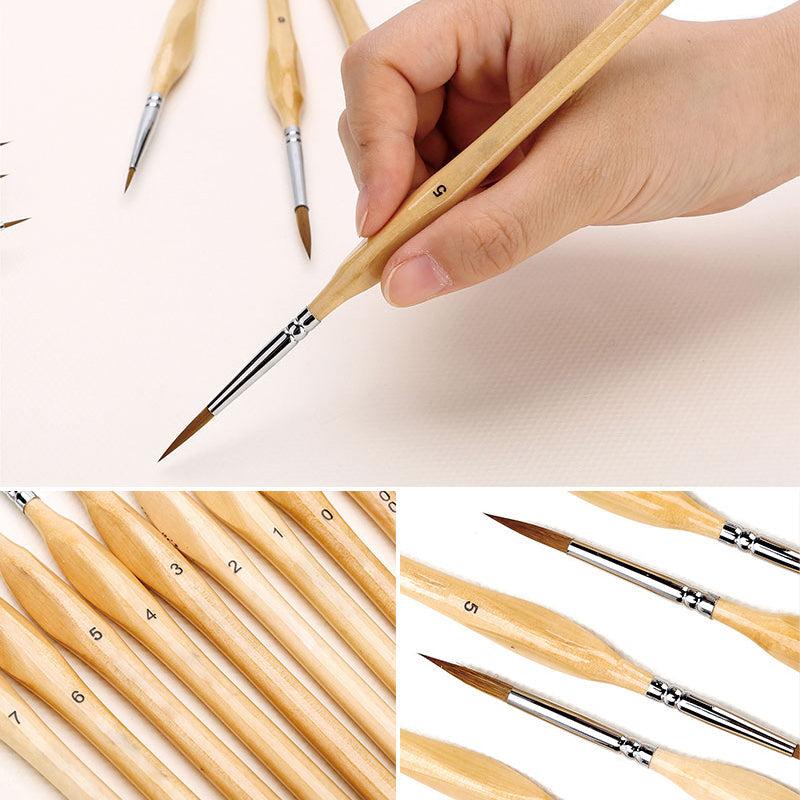 Miniature painting brush set, 11 piece, professional quality fine tips