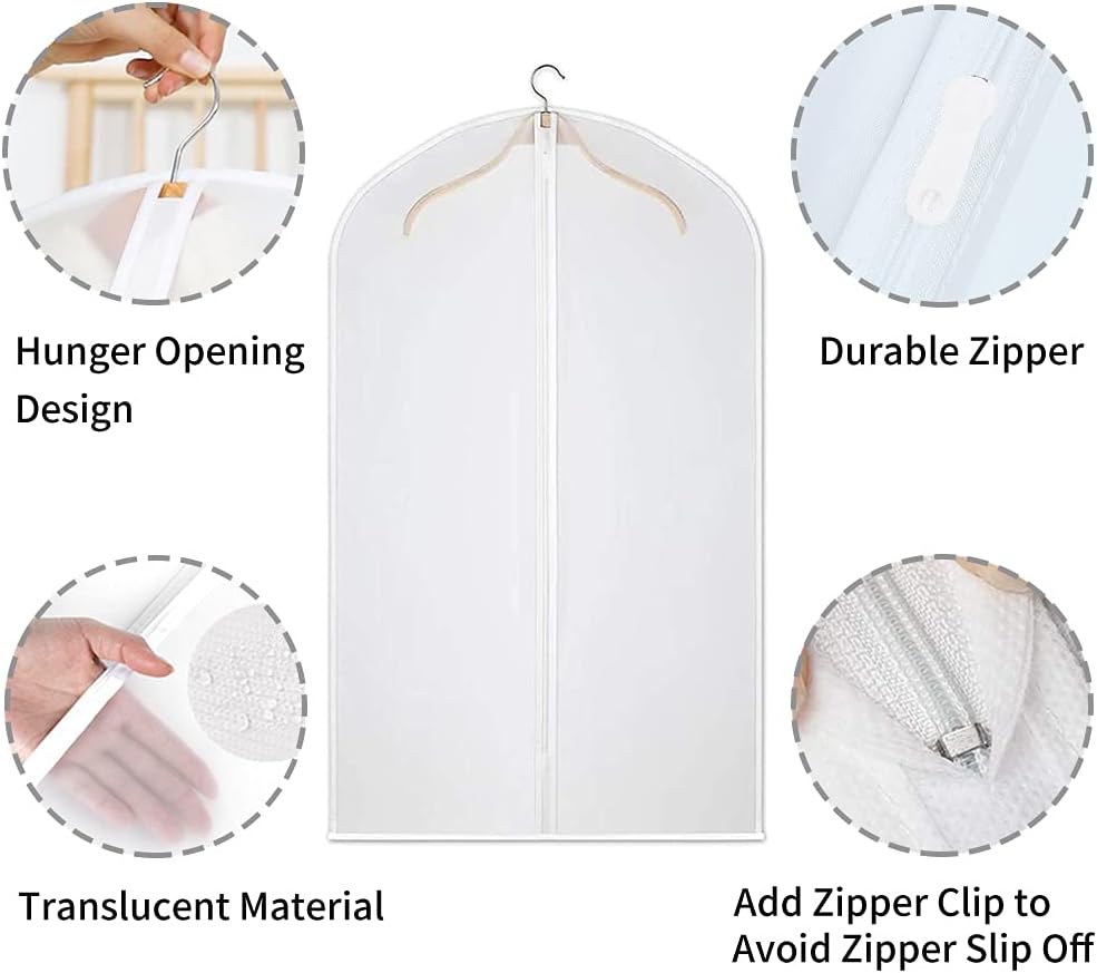 Clear PEVA storage bags (12-pack) for dustproof & moisture-proof clothes protection.