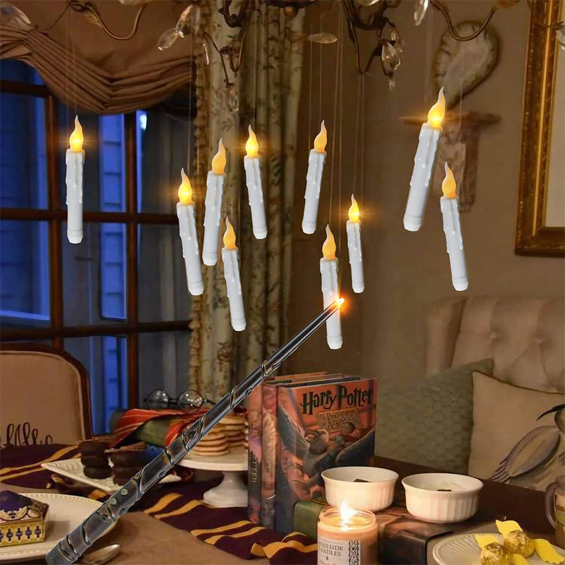 Flickering LED taper candles, battery operated, perfect for holiday lighting and floating decor