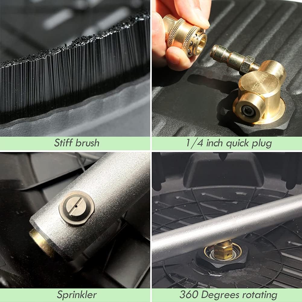 "15-inch surface cleaner for pressure washer, round design, dual rotating nozzles, blue and black with handle, outdoor cleani