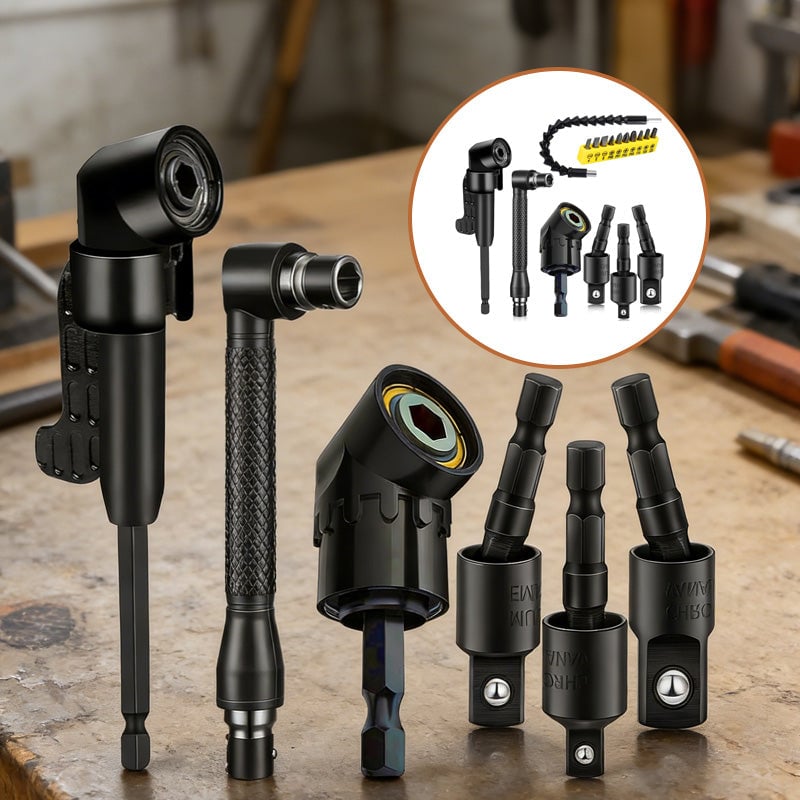17-piece flexible right angle drill attachment set for tight spaces & home improvement tasks