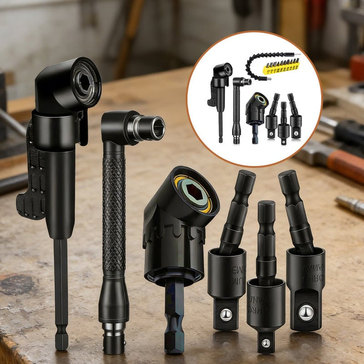 17-piece flexible right angle drill attachment set for tight spaces & home improvement tasks