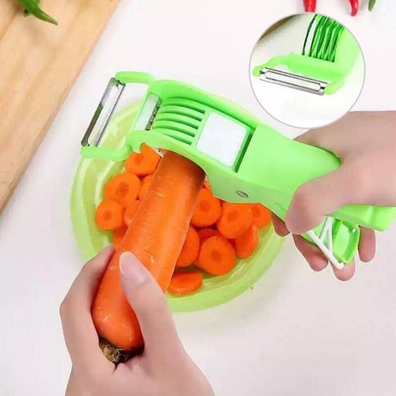 Small kitchen gadget: a 2-in-1 vegetable cutter and peeler tool