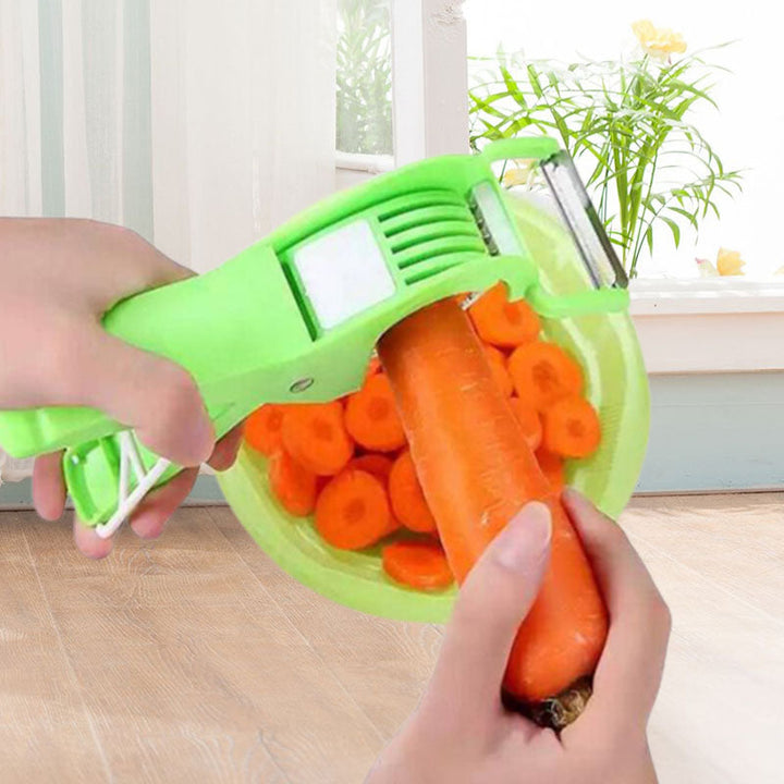 Ergonomic 2-in-1 vegetable cutter and peeler for efficient food prep