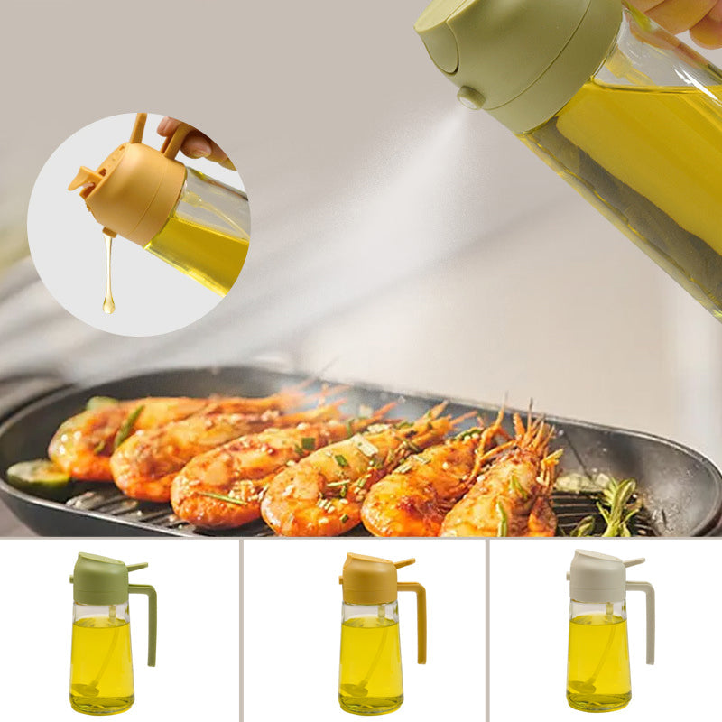 Healthy cooking oil sprayer in elegant glass, reduces oil consumption for a balanced diet