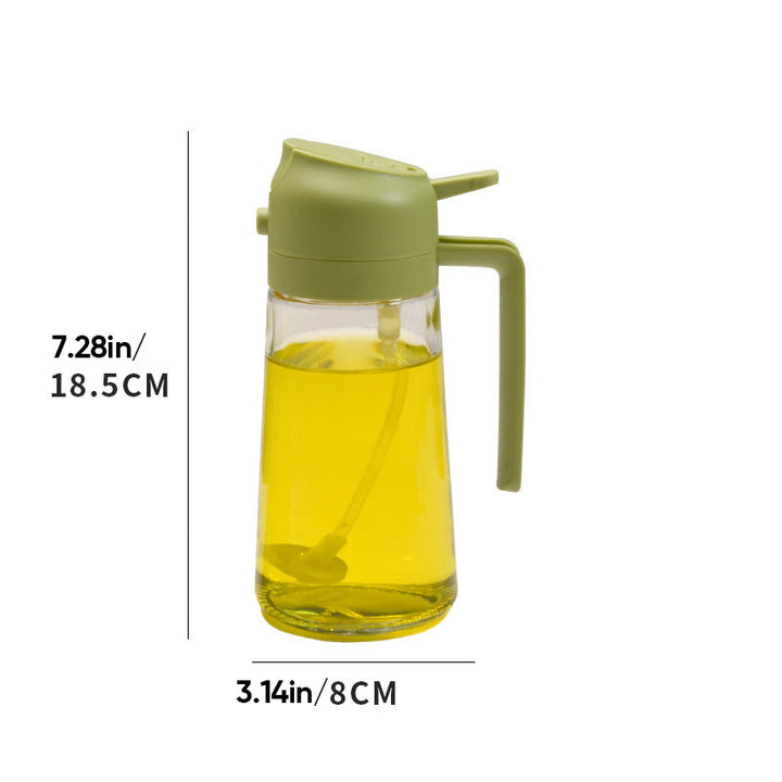 Premium glass oil and vinegar dispenser, mess-free pouring and spraying for culinary adventures
