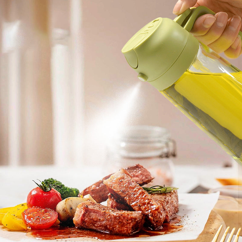 Clear glass oil dispenser bottle, great for olive oil, vinegar, or soy sauce, easy to refill