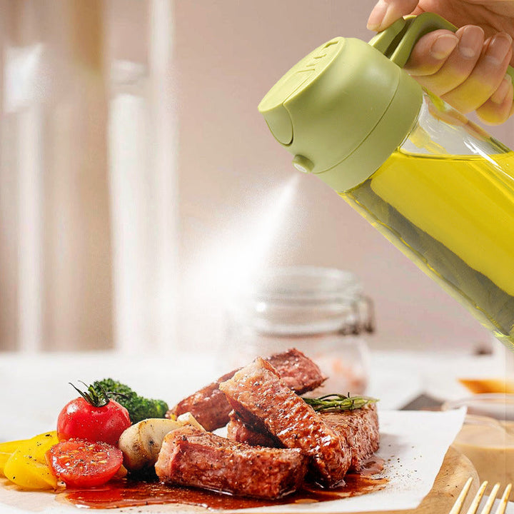 Clear glass oil dispenser bottle, great for olive oil, vinegar, or soy sauce, easy to refill