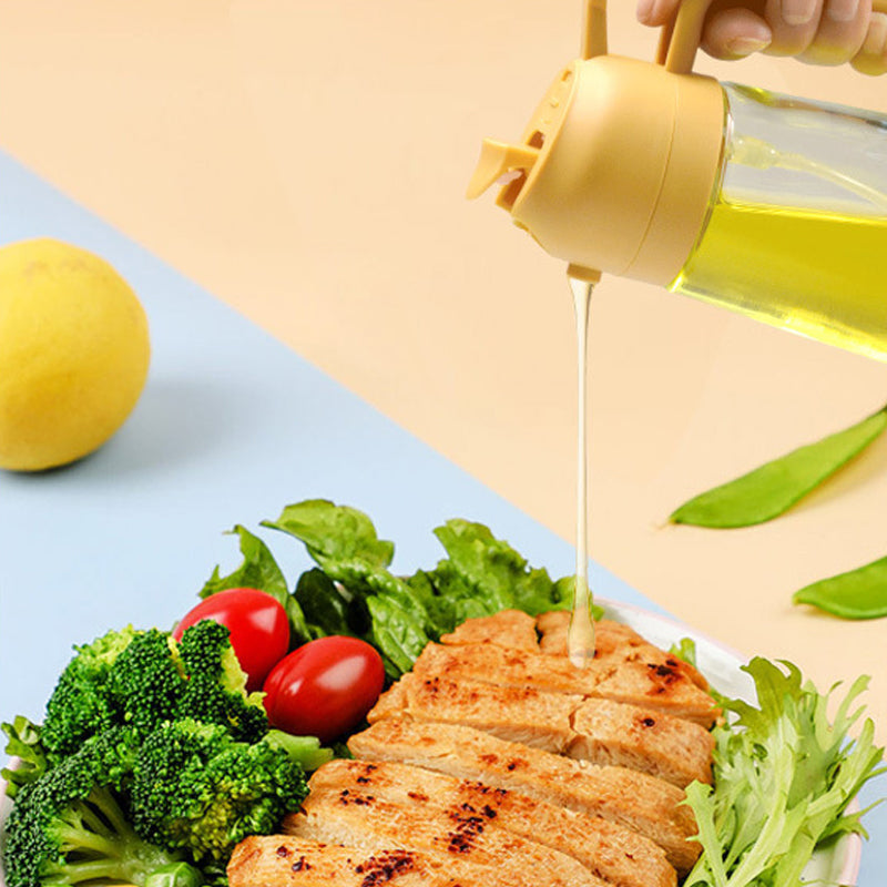 Modern glass oil spray bottle, a practical kitchen tool for baking, roasting, and barbecuing