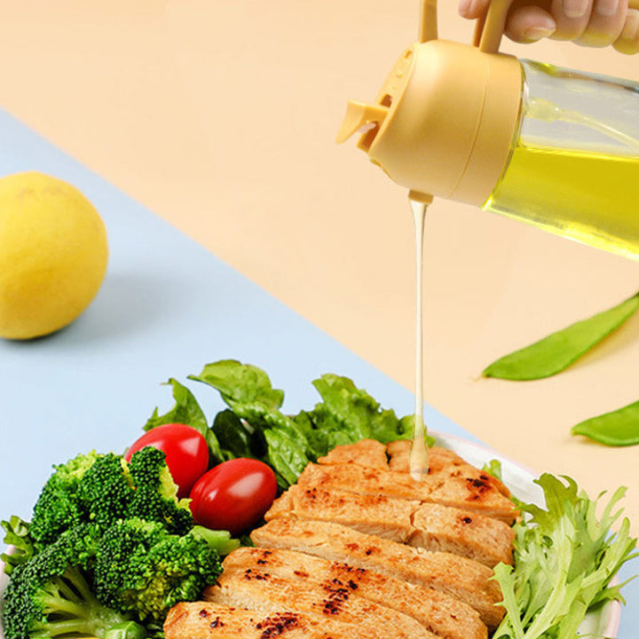 Modern glass oil spray bottle, a practical kitchen tool for baking, roasting, and barbecuing
