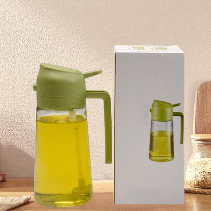 Refillable glass oil dispenser with integrated pump, a must-have for any home chef's kitchen