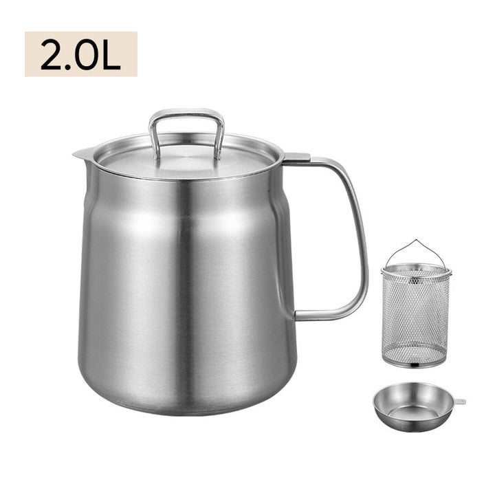 Compact stainless steel oil strainer pot, a space-saving kitchen frying tool
