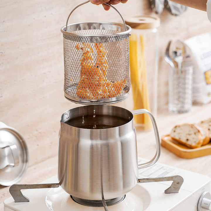 Kitchen gadget: Stainless steel oil strainer pot, ideal for filtering cooking oil