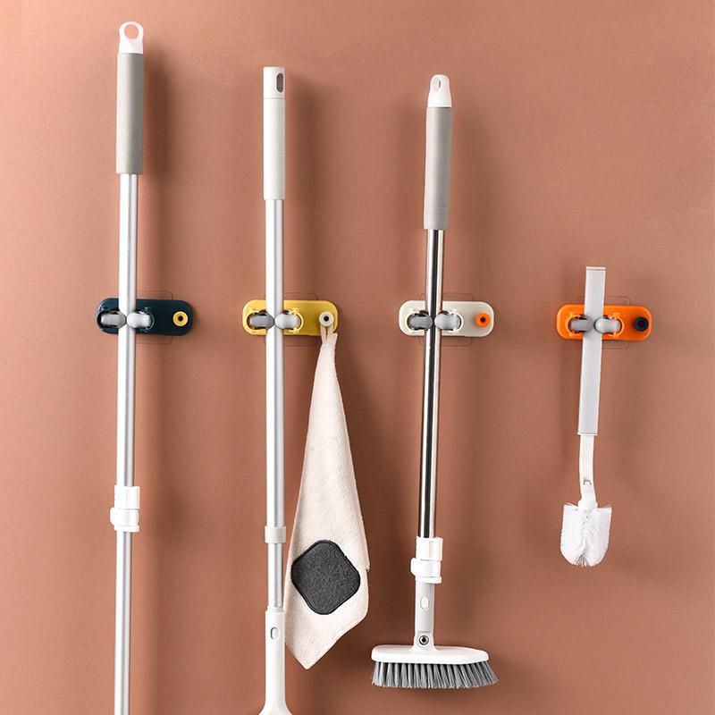 Self-adhesive broom holder & mop hanger for wall, perfect home essential for tool storage