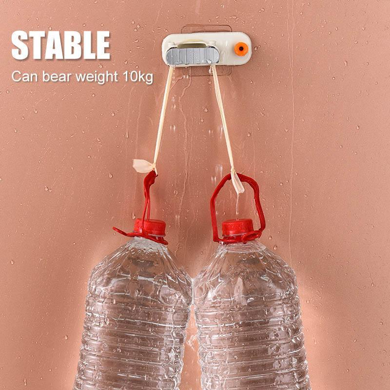 Compact wall storage solution for household essentials, broom and mop holder with added hook
