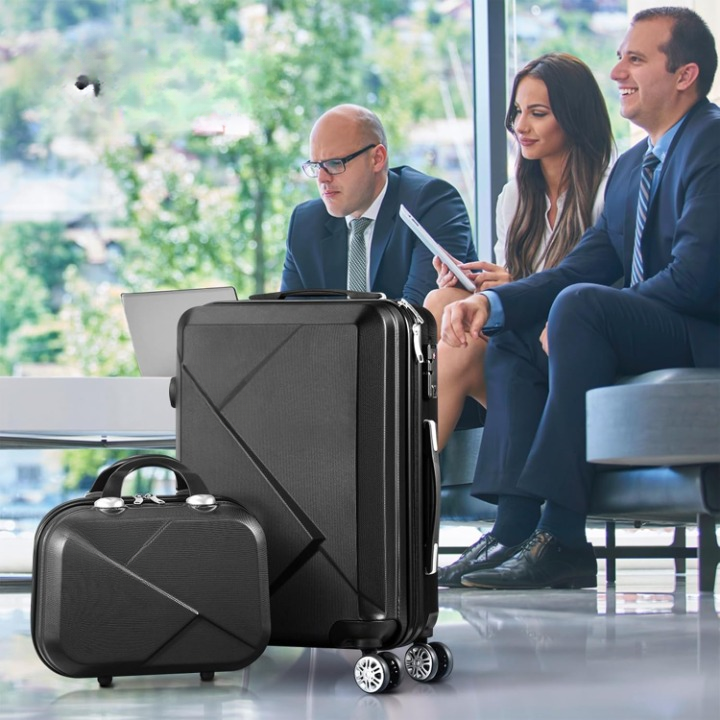 2-piece ABS hard shell luggage set with TSA lock & 360° spinner wheels, perfect for travel.