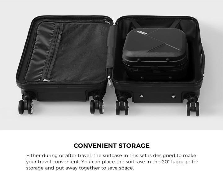 Effortless airport navigation with this 2-piece travel luggage set, 360° spinner wheels & carry-on.