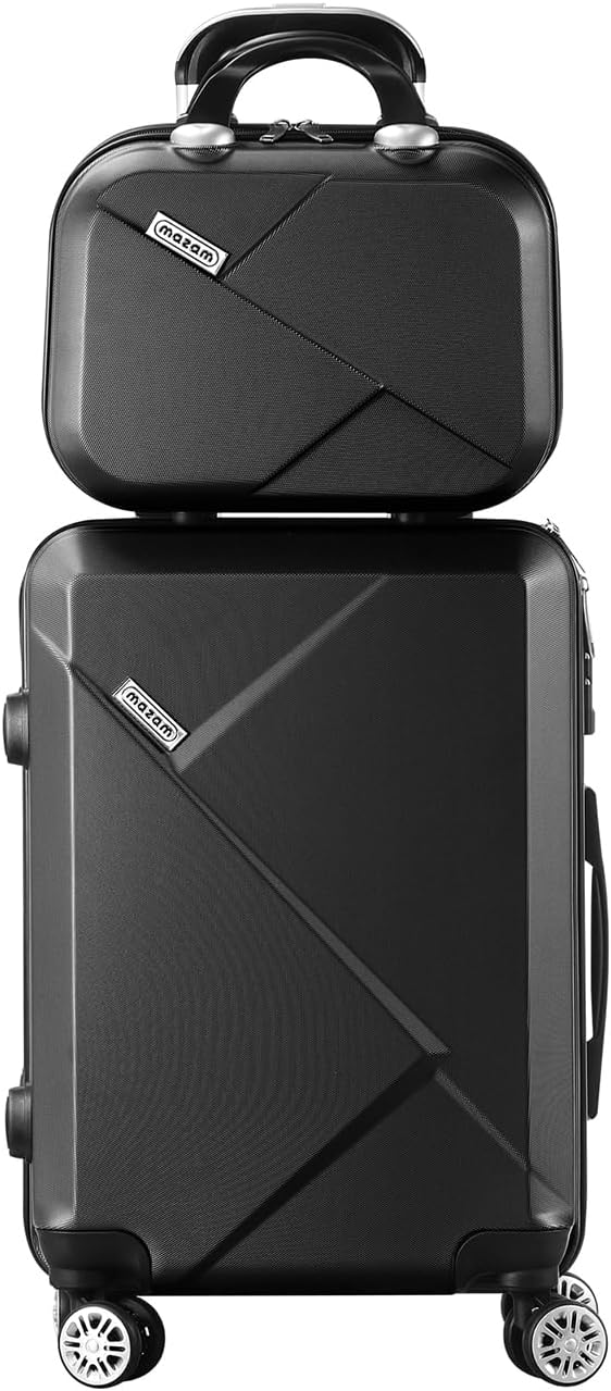 360° spinner wheels & TSA lock on a durable 2-piece ABS hard shell luggage set, great for travel.