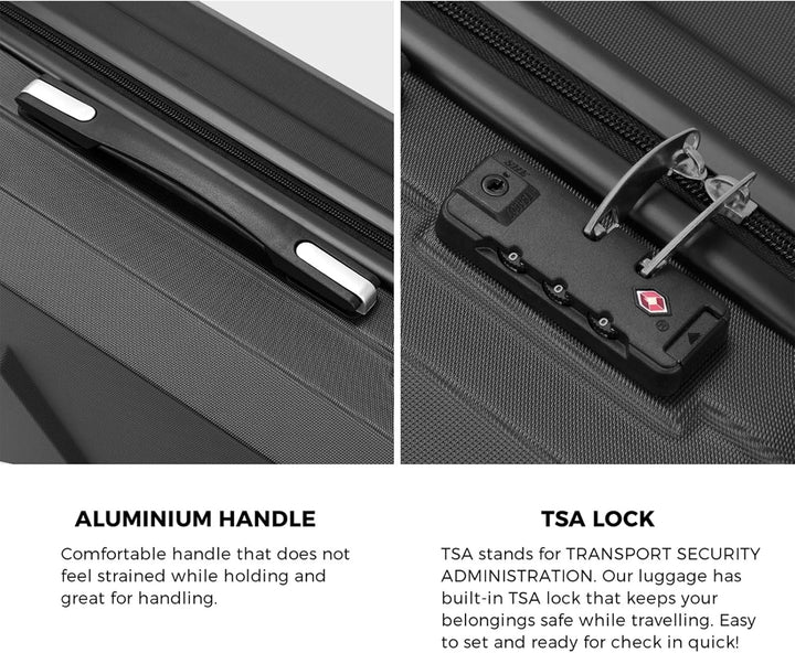 Secure your belongings with this 2-piece ABS hard shell luggage set, featuring an integrated TSA lock.