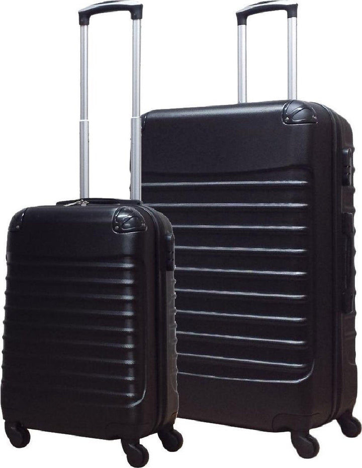 Ventura 2-piece ABS hardshell travel suitcase set, includes carry-on & check-in spinner bags.