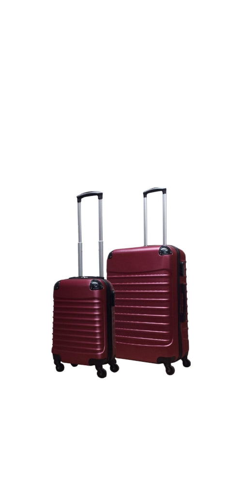 2-piece black hard shell luggage set for travel. Durable, lightweight suitcases with spinner wheels for easy mobility.