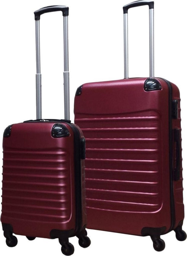Sleek 2-piece hard shell luggage set, perfect for vacation or business travel. Includes carry-on and checked suitcase.