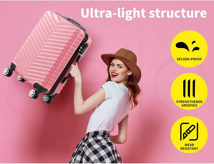 Secure 20-inch hard shell carry-on with integrated lock & spinner wheels for stress-free travel.
