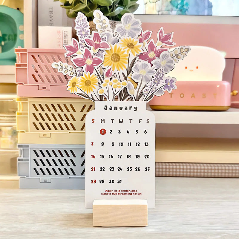 Unisex 2025 Bloomy Flowers Desk Calendar, brightens up any workspace or home