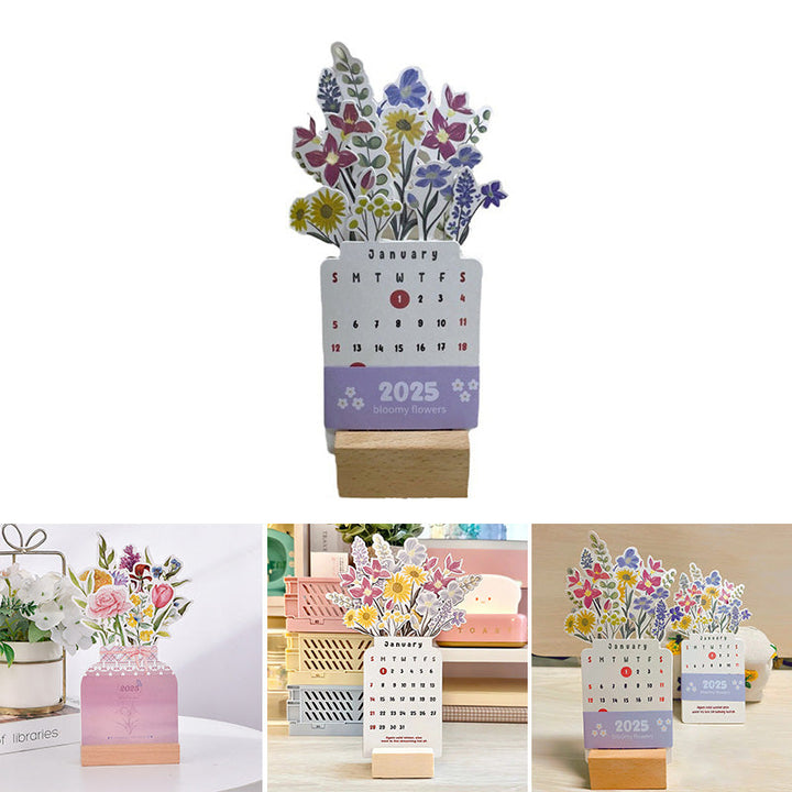 Assortment of Bloomy Flowers 2025 desk calendars, highlighting unique floral patterns
