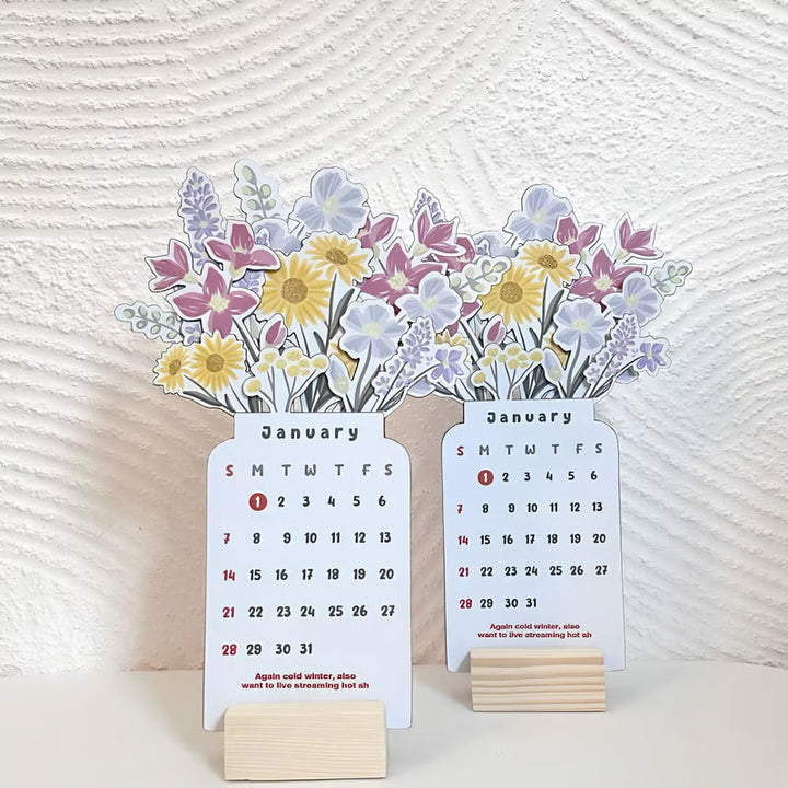 2025 Desk Calendar with a fresh floral design, suitable for both home & office