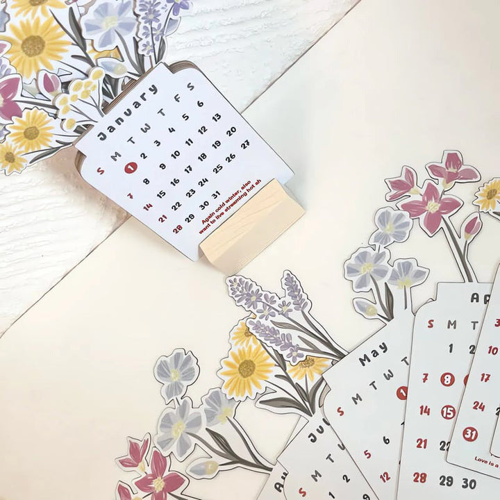 Gift-ready 2025 floral desk calendar, a thoughtful present for organized individuals