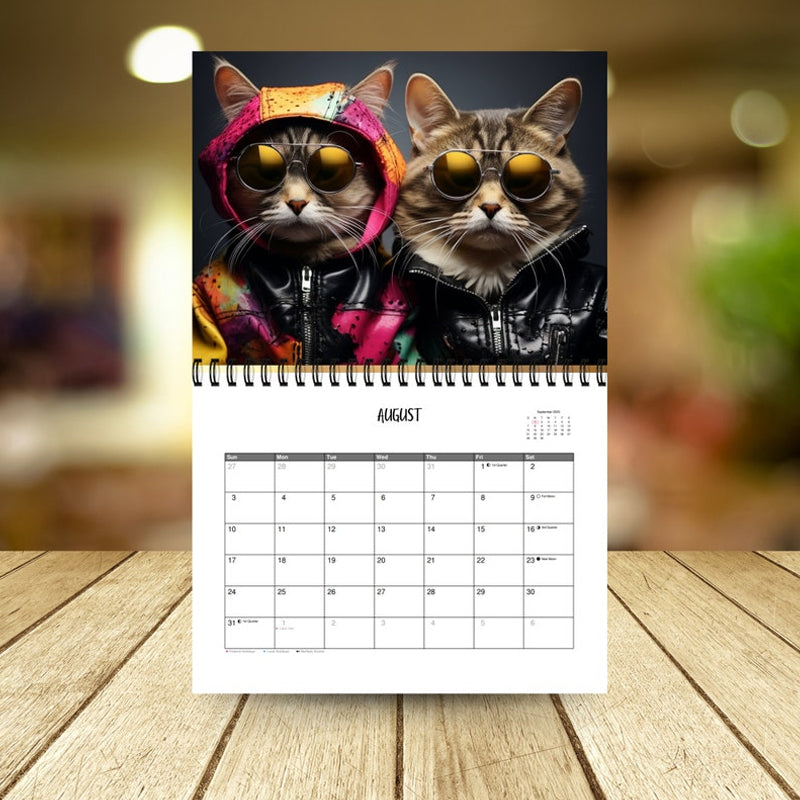 Stack of 2025 cat calendars, ready for sale, ideal for cat enthusiasts and gifting