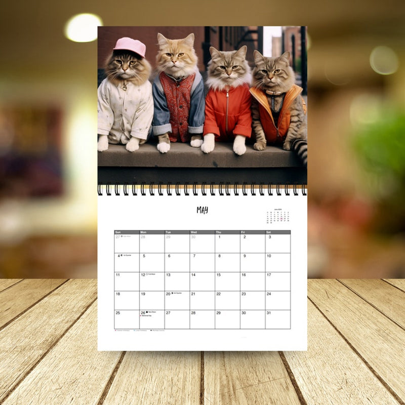 A person holding the 2025 Cat Lover Wall Calendar, showcasing its large format