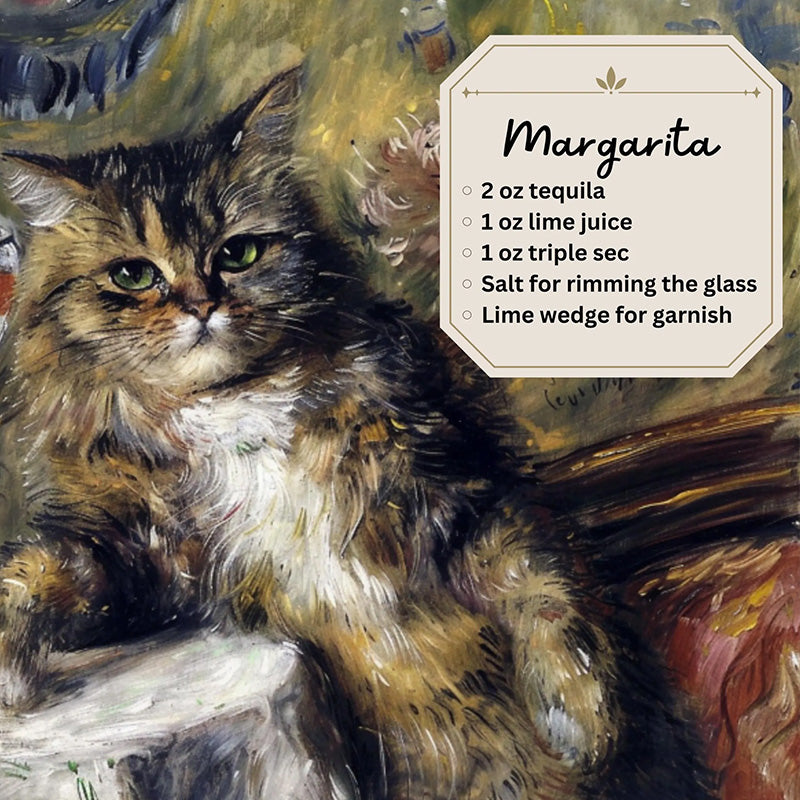 Back cover of the 2025 Feline Cocktail Calendar, showcasing monthly cat & cocktail themes for planning