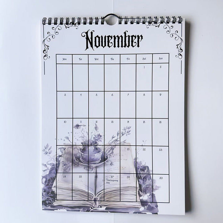 Gift-wrapped 2025 Gothic Castle Theme Wall Calendar, ideal present for history & art enthusiasts.
