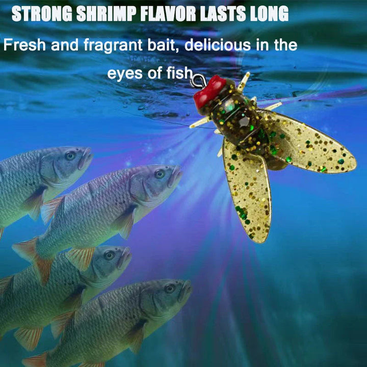 Detailed view of multiple Bionic Fly Insect Lures, great for fly fishing in any water