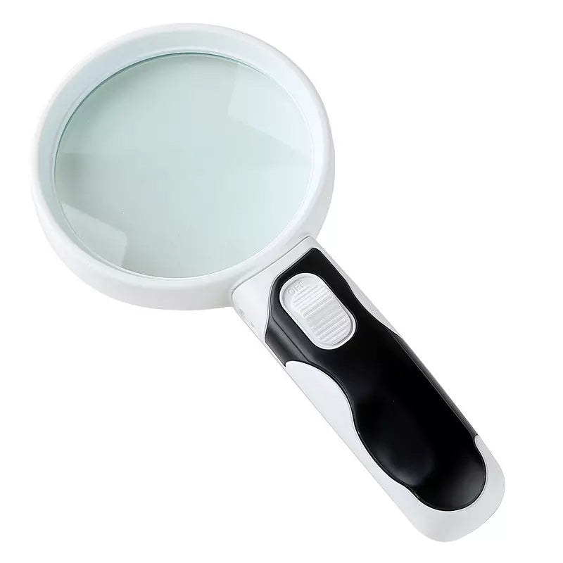 Portable 20X magnifier with bright LED light, an essential low vision aid for reading.
